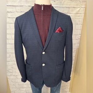 Tallia 42R Mason Fit For Lord & Taylor Unstructured Blazer Jacket Polka Dot Blue